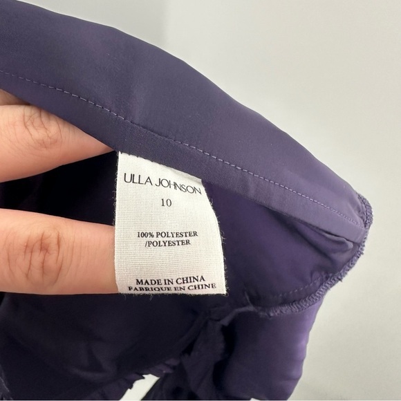 Ulla Johnson Purple Mia Ruched Satin Peplum Blouse - Picture 11 of 13